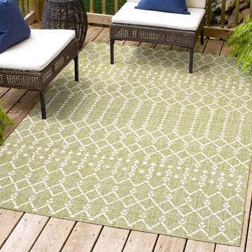Ourika Moroccan Geometric Textured Weave Indoor/outdoor Rug